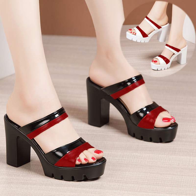Dép nữ quai ngang gót vuông phối màu độc quyền - cg097