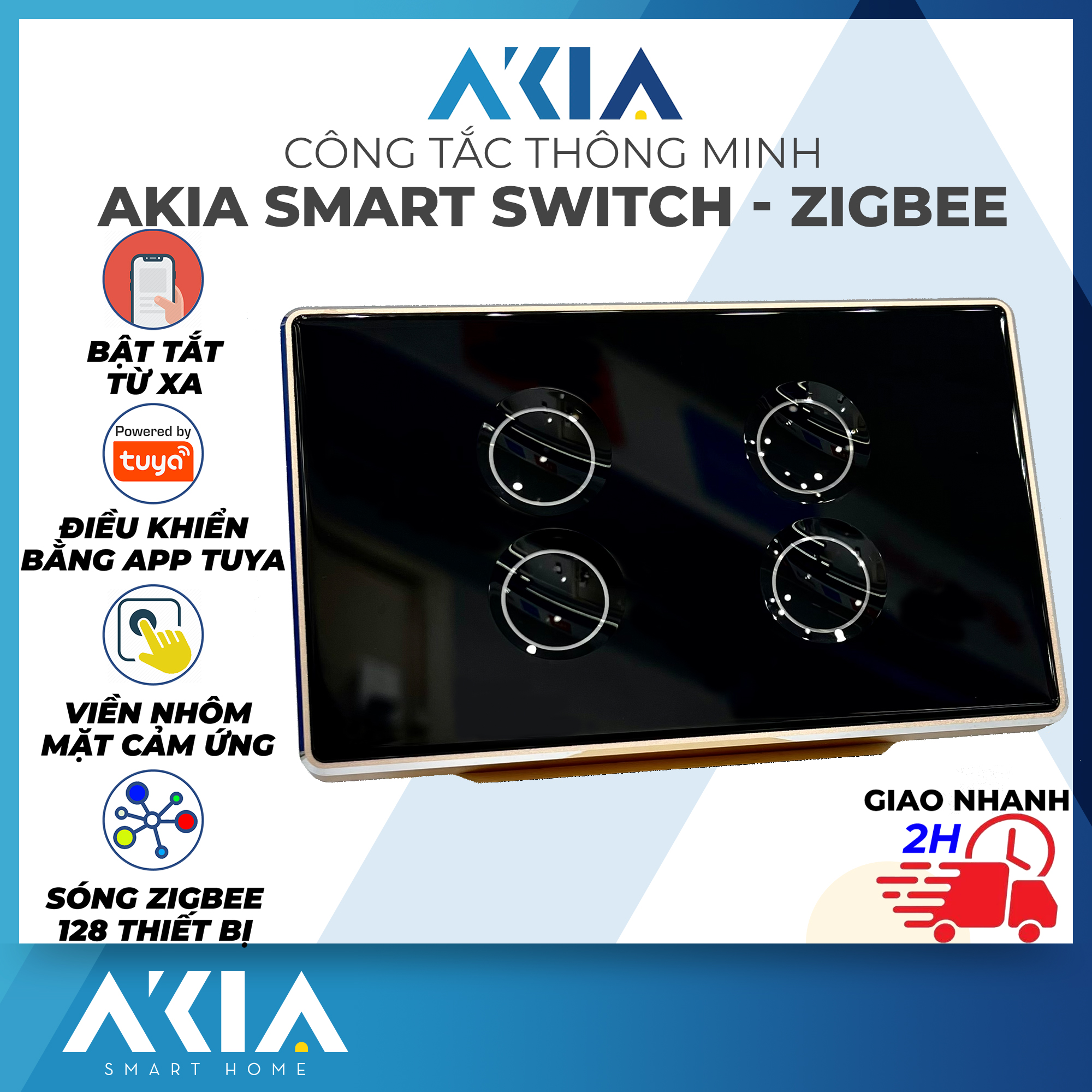 Công tắc thông minh Tuya Zigbee Kính Lõm Viền Nhôm - Công tắc cảm ứng, Bật tắt bằng app Tuya Smartlife, Hẹn giờ bật tắt, Tương thích Google và Alexa, Cần hub Tuya Zigbee