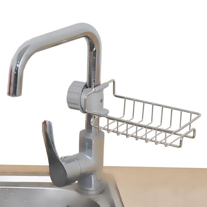 Giá để đồ cài cạnh vòi rửa bát tiện lợi sạch sẽ - Giá inox đựng lưới rửa bát cọ xoong bàn chải xà bông treo vòi nước bồn rửa bát (HOT)