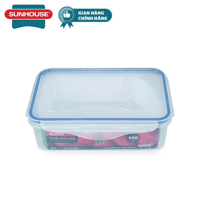 Hộp bảo quản thựcphẩm ngăn mát biozone 980ml kb-co980p