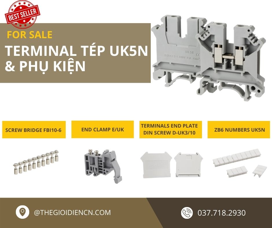 Cầu đấu dây uk-5n 4mm2 - hộp 100 cái - uk5n - 100 cái