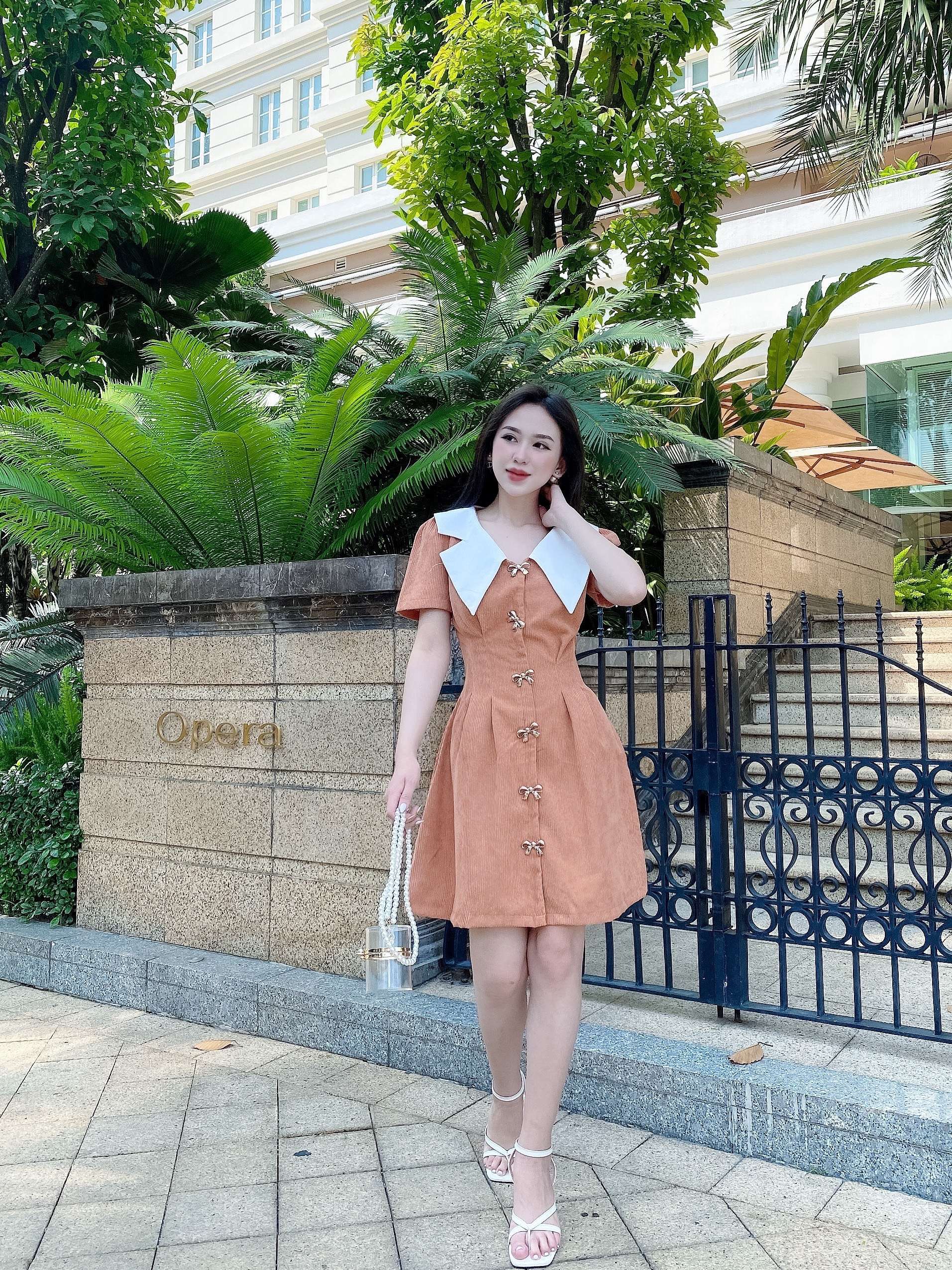 Đầm tiểu thư, chất nhung mềm mại siêu cute