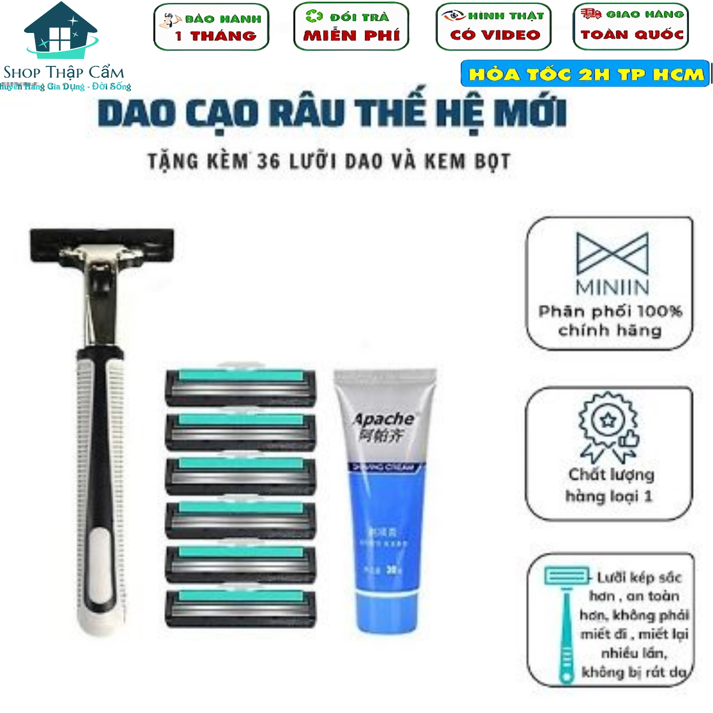 BỘ DAO CẠO 36 LƯỠI - TẶNG KÈM TÍP KEM VÀ CÂY CẠO RÂU