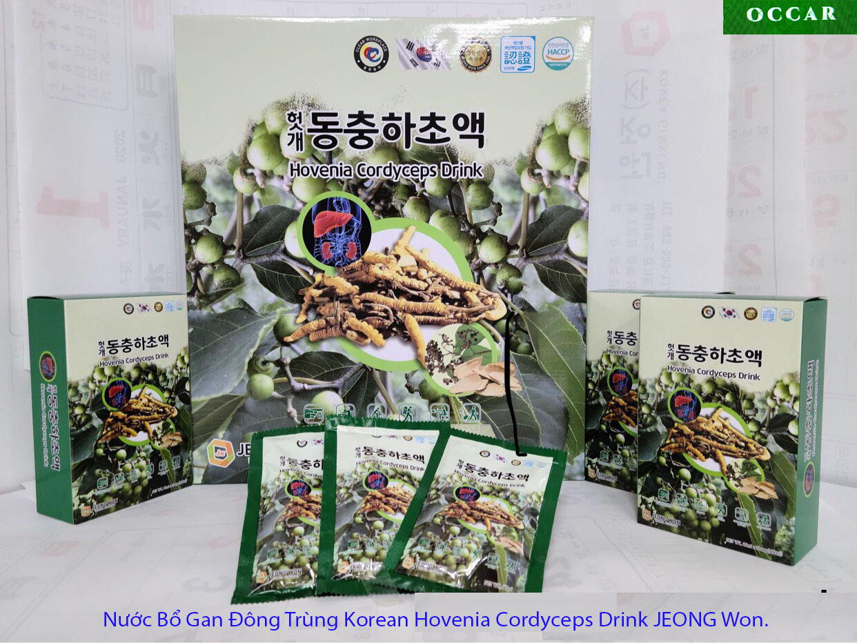 Nước Bổ Gan Đông Trùng Korean Hovenia Cordyceps Drink JEONG Won, giúp tăng cường và phục hồi chức năng gan, Occar