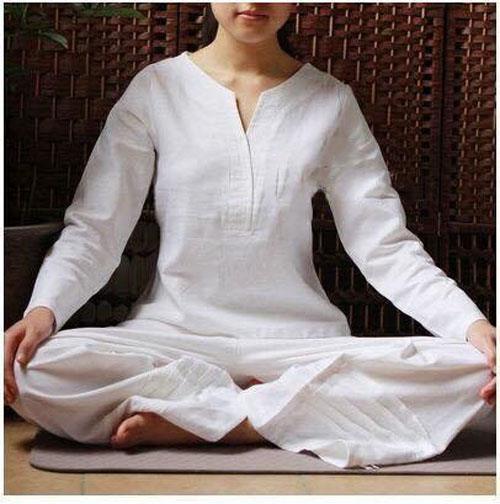 Trang phục đi lễ chùa, tập thiền, yoga Bộ quần áo nữ Thanh Mai vải tơ lụa Linen Thiền Chay