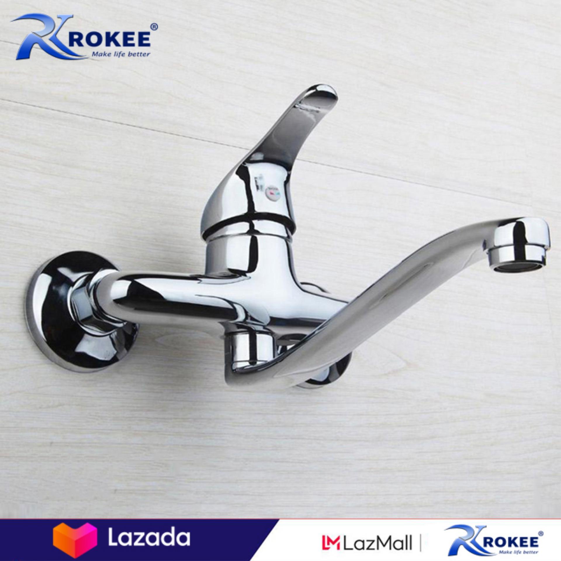 Vòi rửa chén nóng lạnh âm tường, vòi bồn tắm nằm Rokee - DL182