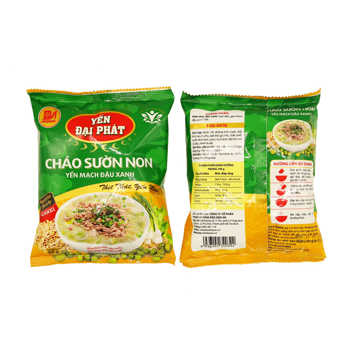 Cháo Sườn Non Yến Mạch Đậu Xanh - Yến mạch thật, thịt thật