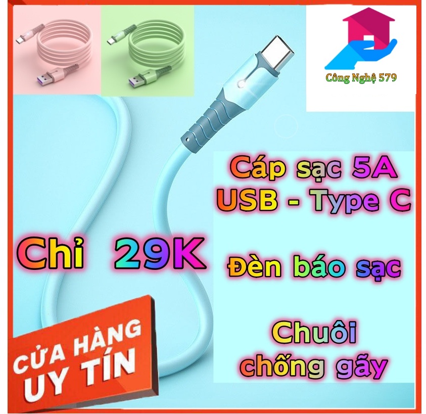Dây sạc usb - type c có đèn 29k