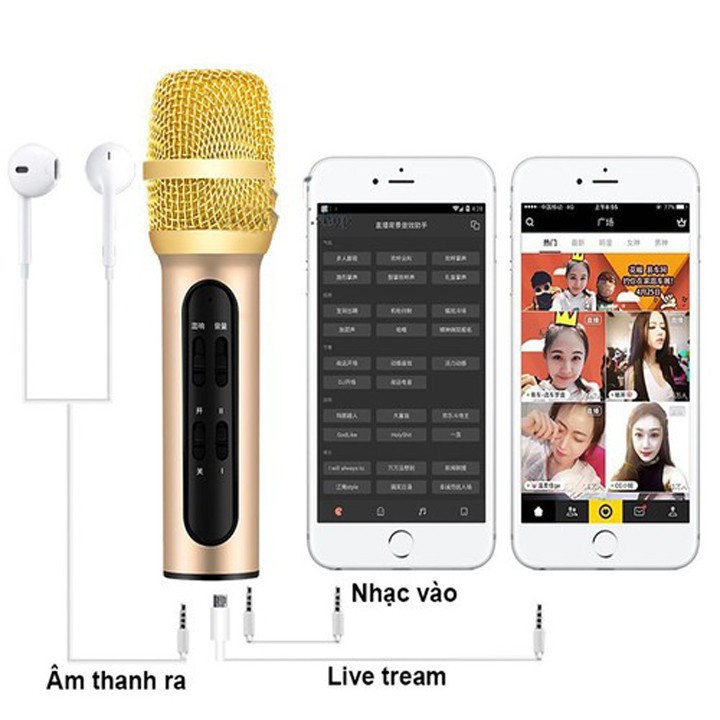 Micro Karaoke Livestream trên điện thoại C7-C11Pro-C25-C28