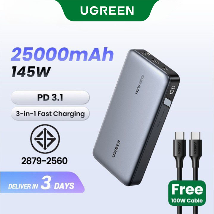 Bộ Pin Sạc dự phòng UGREEN 25000mAh/20000mAh Laptop Power Bank PD 145W/100W Fast Charging for Ninten