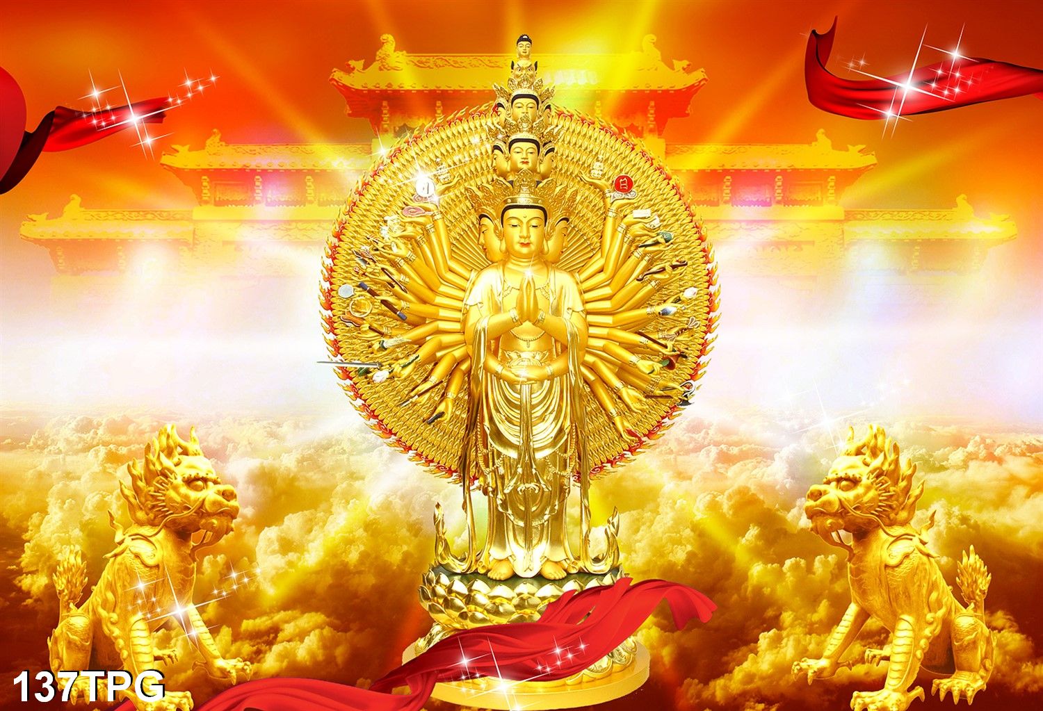 TRANH DÁN TƯỜNG 3D - TRANH PHẬT THIÊN THỦ THIÊN NHÃN