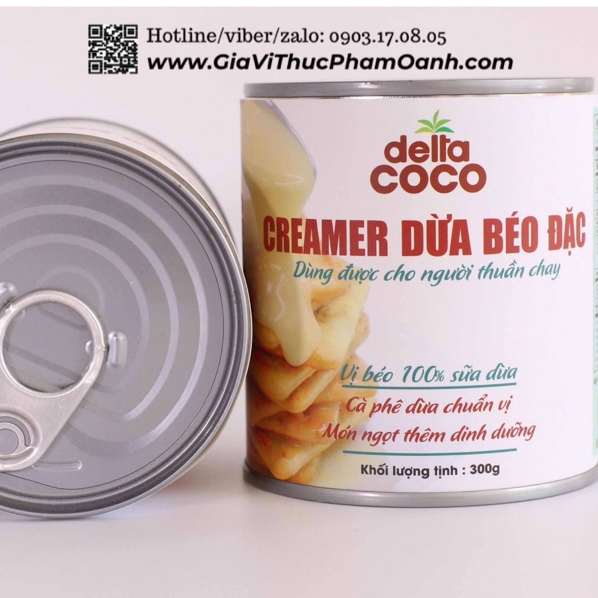 Creamer dừa béo đặc có thể ăn chay-lon/thùng 24 lon