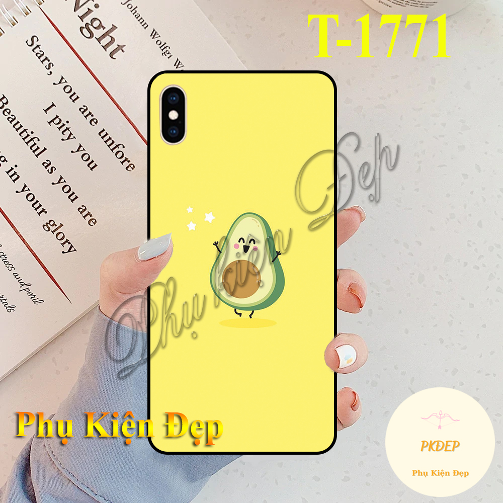 [HCM]Ốp lưng  Iphone X/ Iphone XS/ Iphone XS Max- Ốp dẻo đen in hình Trái Bơ