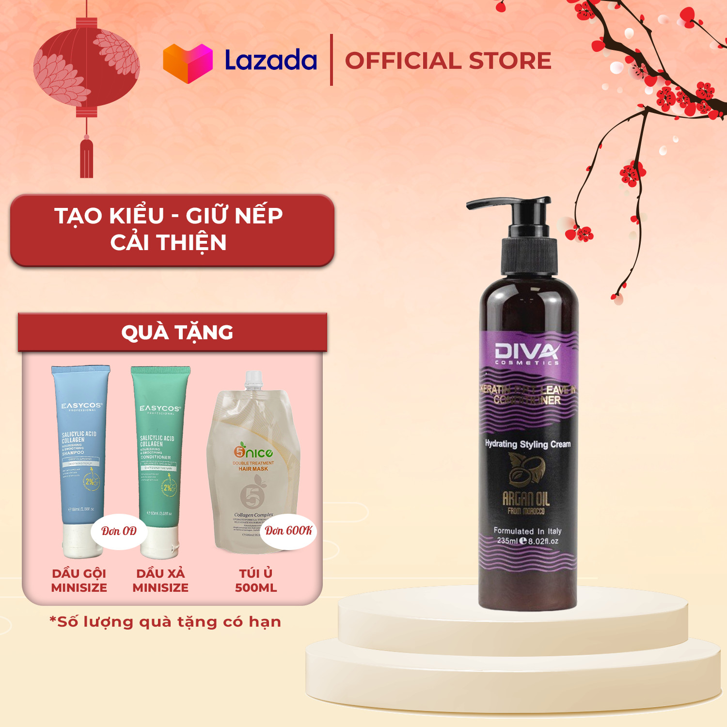 Gel giữ nếp tóc,tạo kiểu đa năng dưỡng chất Keratin Diva Argan Oil 235ml - Mỹ phẩm Xuân Thì