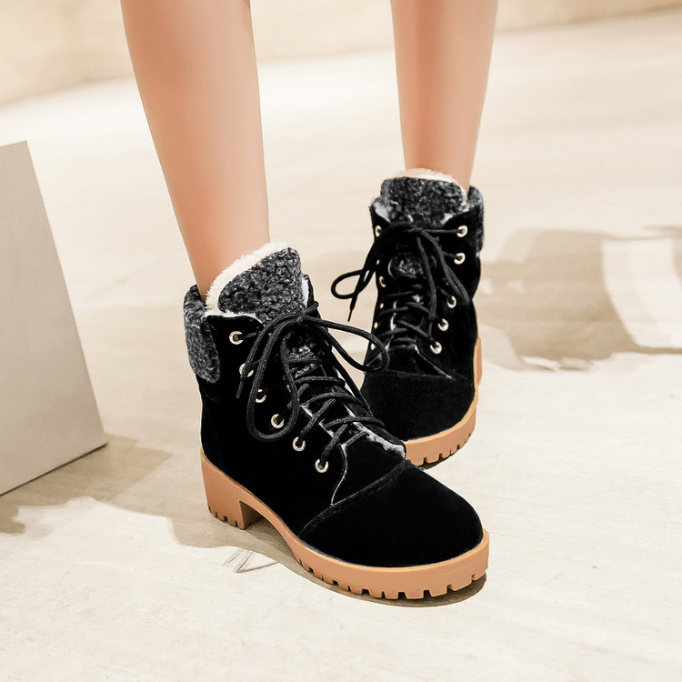 Giày Boot da lộn nữ thời trang cá tính, giày bốt đế vuông cao 3cm , giày buột dây B139