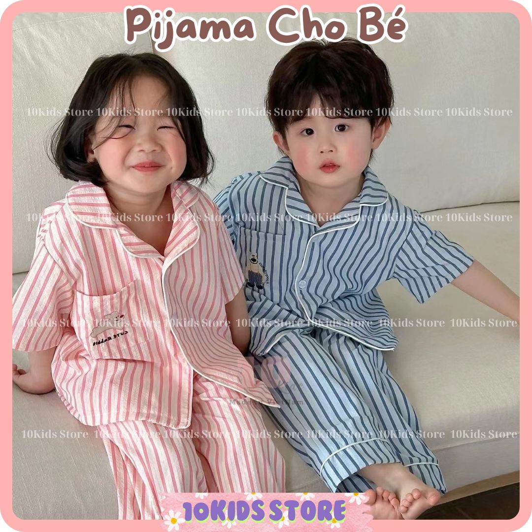  9-45KG Pijama Cho Bé Trai Bé Gái Tay Ngắn Quần Dài Vải Lụa Mềm Mát  - Đồ Ngủ Bé Trai Đồ Mặc Nhà Bé Gái Đồ Bộ Bé Trai 