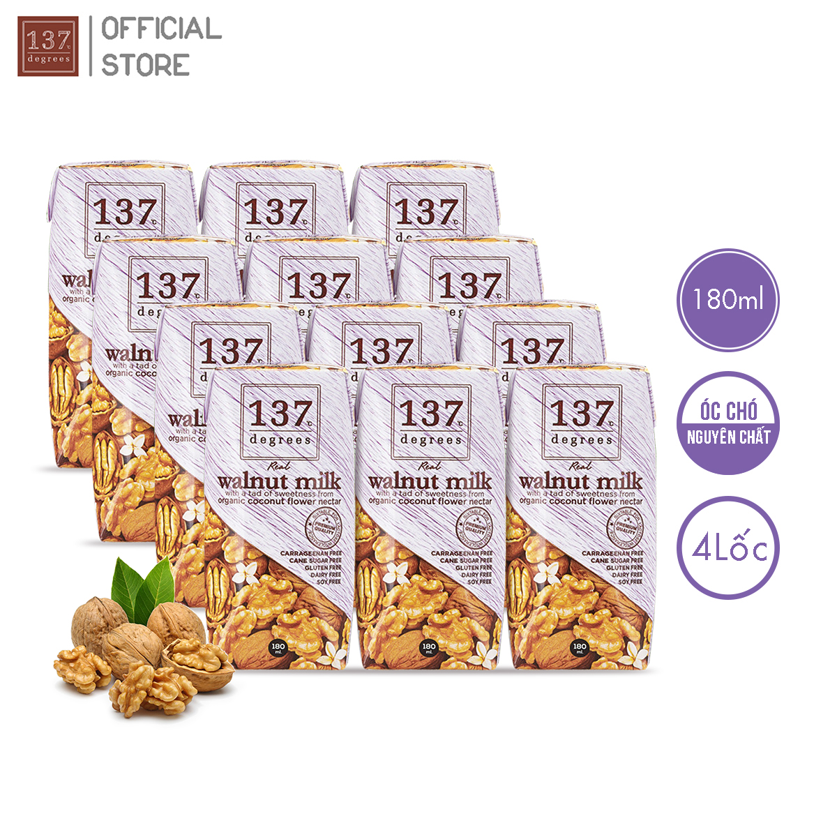 Combo 4 Lốc Sữa Hạt Óc Chó Nguyên Chất 137 Degrees