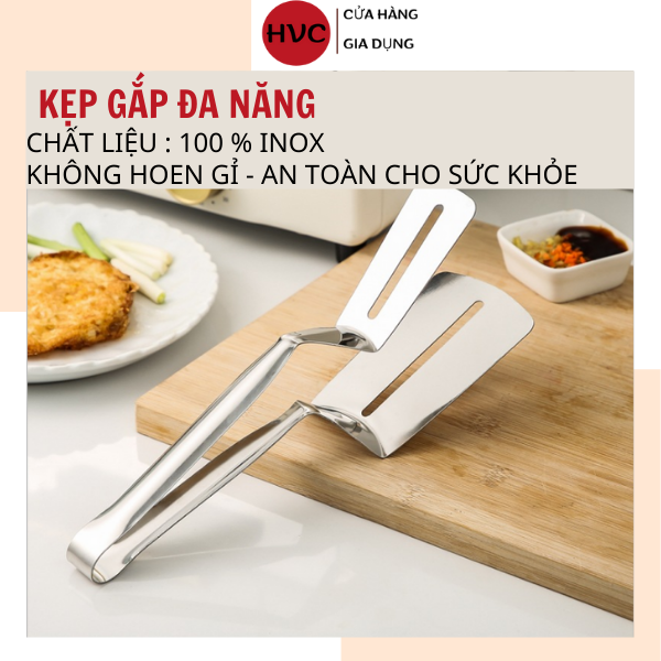 Kẹp gắp thịt nướng, đồ chiên rán inox đa năng kginox