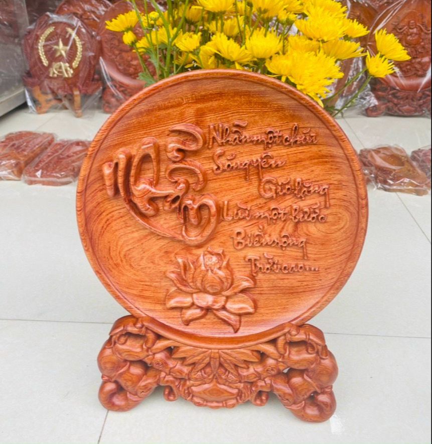 Tranh đĩa gỗ đường kính 30 cm gỗ hương