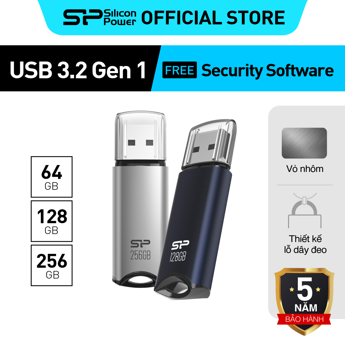 Usb 3.0 silicon power marvel m02 hỗ trợ cổng usb 3.2 gen 1 16gb/32gb/64gb/128gb/256gb -bh 5 năm