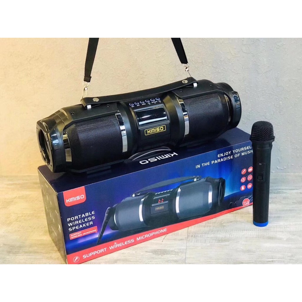 [HCM][ Xả Kho 3 Ngày ] Siêu Phẩm Loa Bãi Mỹ Karaoke Xách Tay Di Động Loa Bluetooth Kimiso T1SCông Suất Lớn Tiếng Bass Cực Trắc Hỗ Trợ Usb/Tf/Aux/Fm Phù Hợp Mang Đi Rã Ngoại TẶNG KÈM 1 MIC