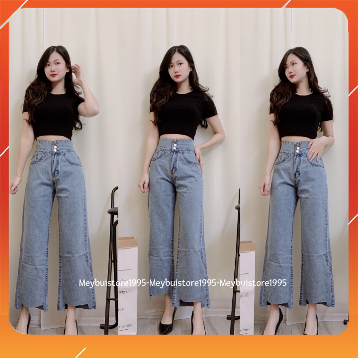 Quần Jean nữ ống rộng lưng cao, quần bò nữ mềm mịn, co dãn tốt Meybuistore1995