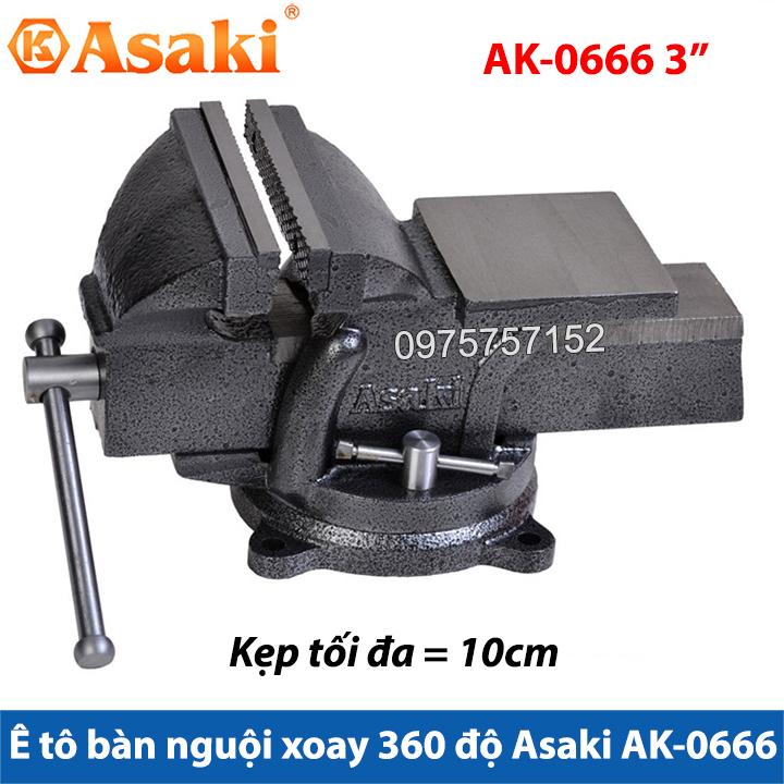 Ê tô bàn nguội xoay 360° asaki ak-0666 3'' - khả năng kẹp 10cm ak-666
