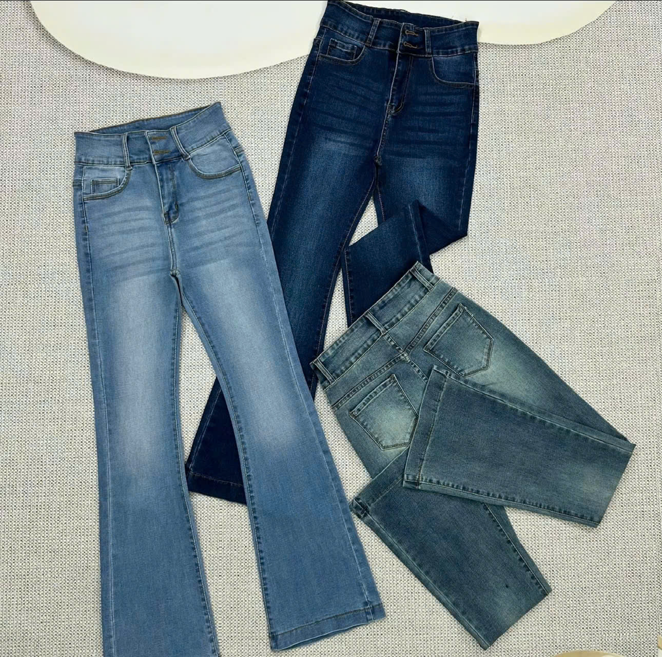 [98-100cm] [40-75kg] Quần Jeans Nữ Lưng Cao Ống Loe Dài Co Giãn 4 Chiều Tôn Dáng Thời Trang