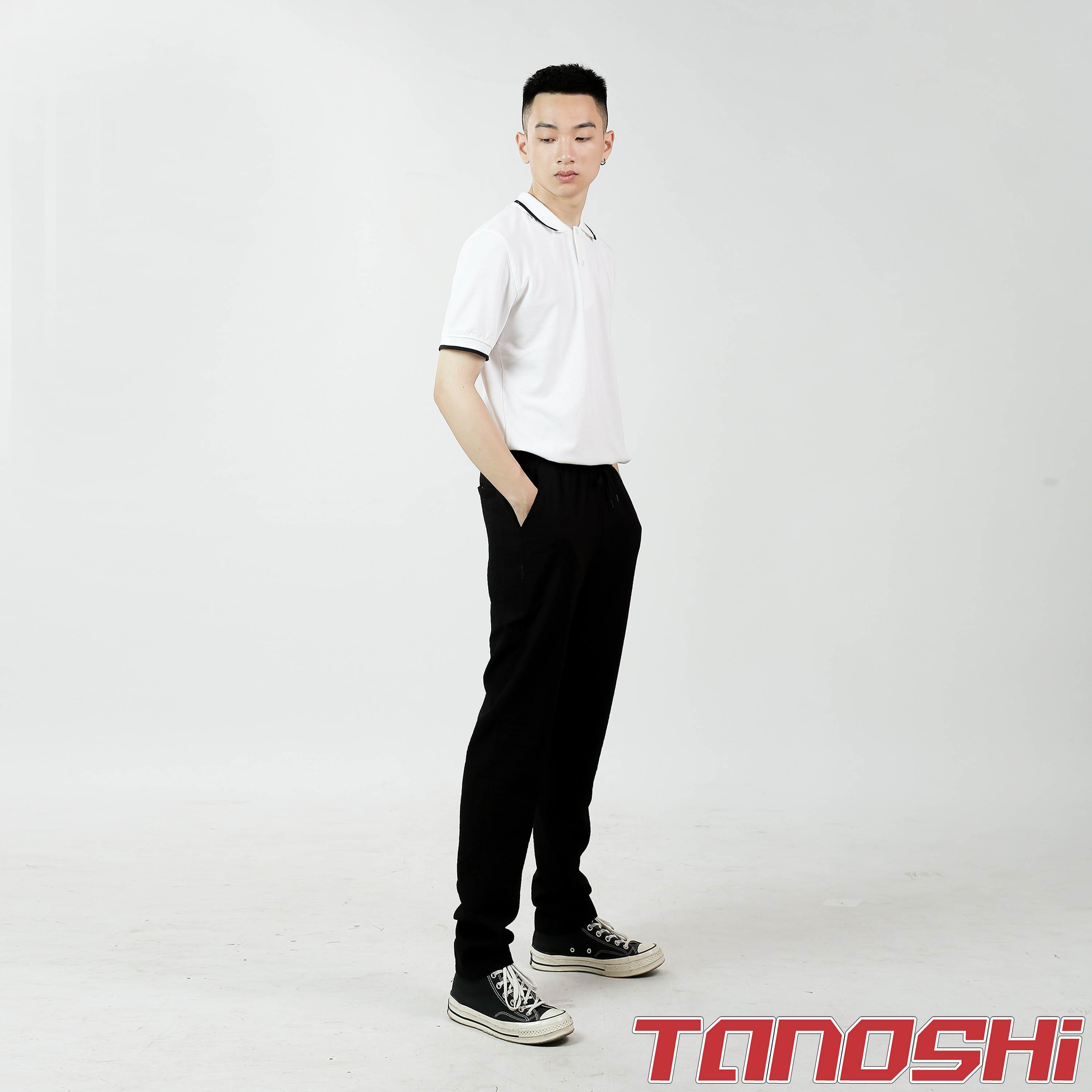 Tanoshi-quần nam quần đũi dài nam ống côn cạp chun dây rút - qn04