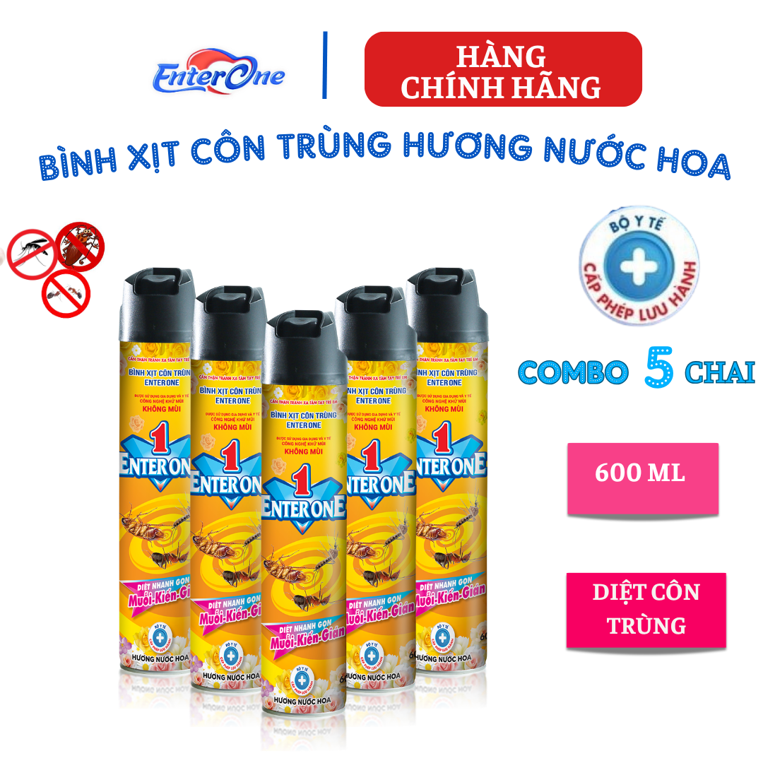 {Hàng chính hãng} Bình xịt côn trùng EnterOne hương nước hoa 600ml {combo 6 bình}, diệt muỗi diệt kiến, diệt gián hiệu quả an toàn