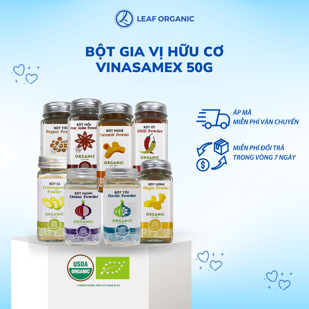 Bột tỏi, bột hành hữu cơ nguyên chất Vinasamex 50g