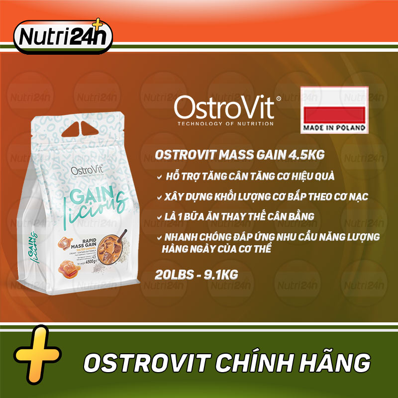 Sữa Tăng Cân Nhanh Cho Người Gầy OSTROVIT MASS GAIN 4.5KG