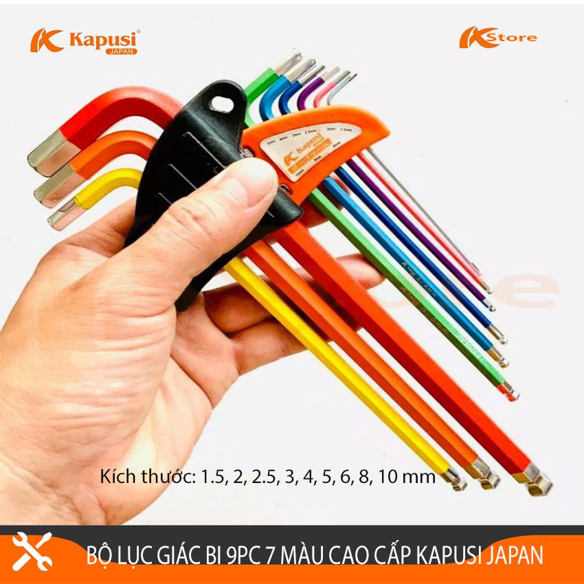 BỘ LỤC BI 9 CHI TIẾT 7 MÀU CAO CẤP KAPUSI JAPAN - LỤC GIÁC CHỮ L NHẬT BẢN