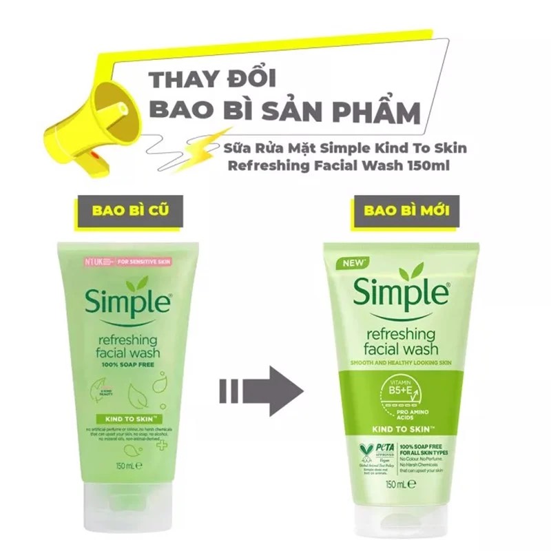 Sữa rửa mặt Simple Kind to Skin Refreshing Facial Wash 150ml