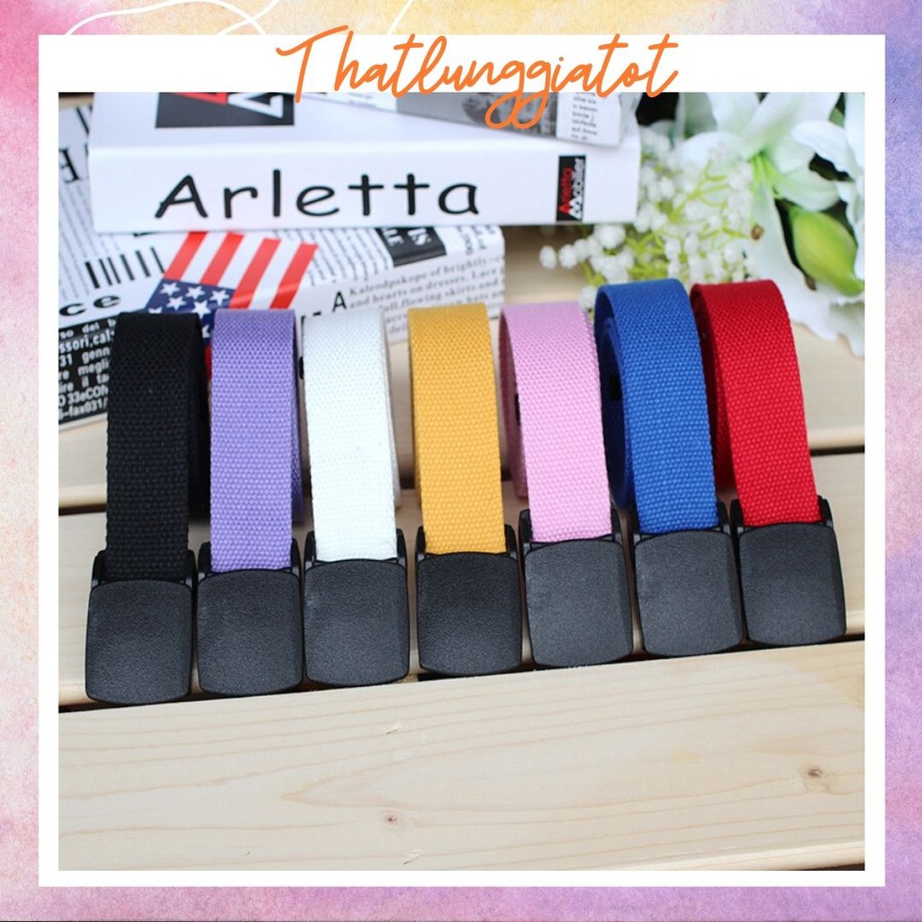 Thắt lưng vải canvas đầu khóa gập thời trang Hàn Quốc dây nịt vải bố TL207 - Thắt Lưng Giá Tốt