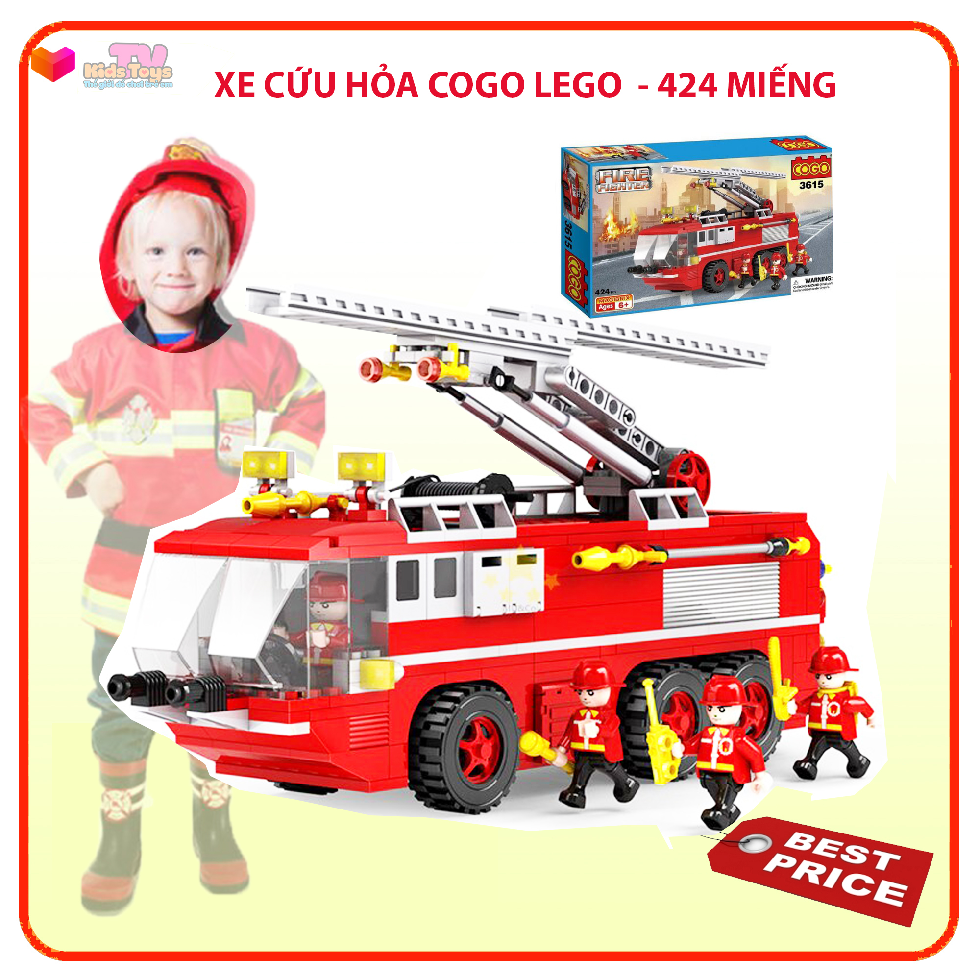 [HCM]Đồ chơi  Lego cogo 3615 mô hình lắp ghép 424 miếng biệt đội đặc nhiệm cứu hỏa cứu hộ chuyên nghiệp xe cầu thang kéo xịt nước giúp bé phát triển trí tuệ toàn diện