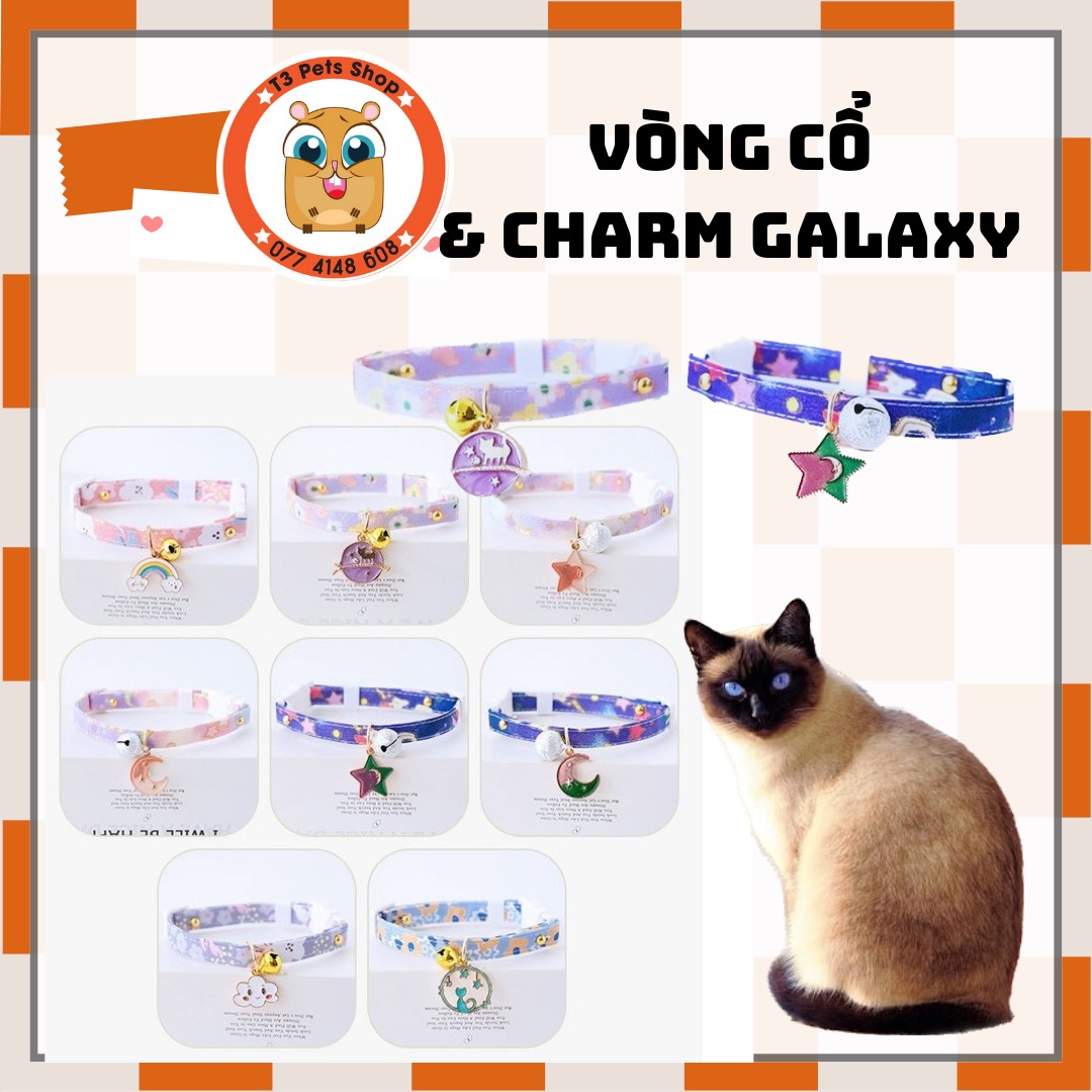 Vòng cổ kèm charm phiên bản galaxy cho chó mèo