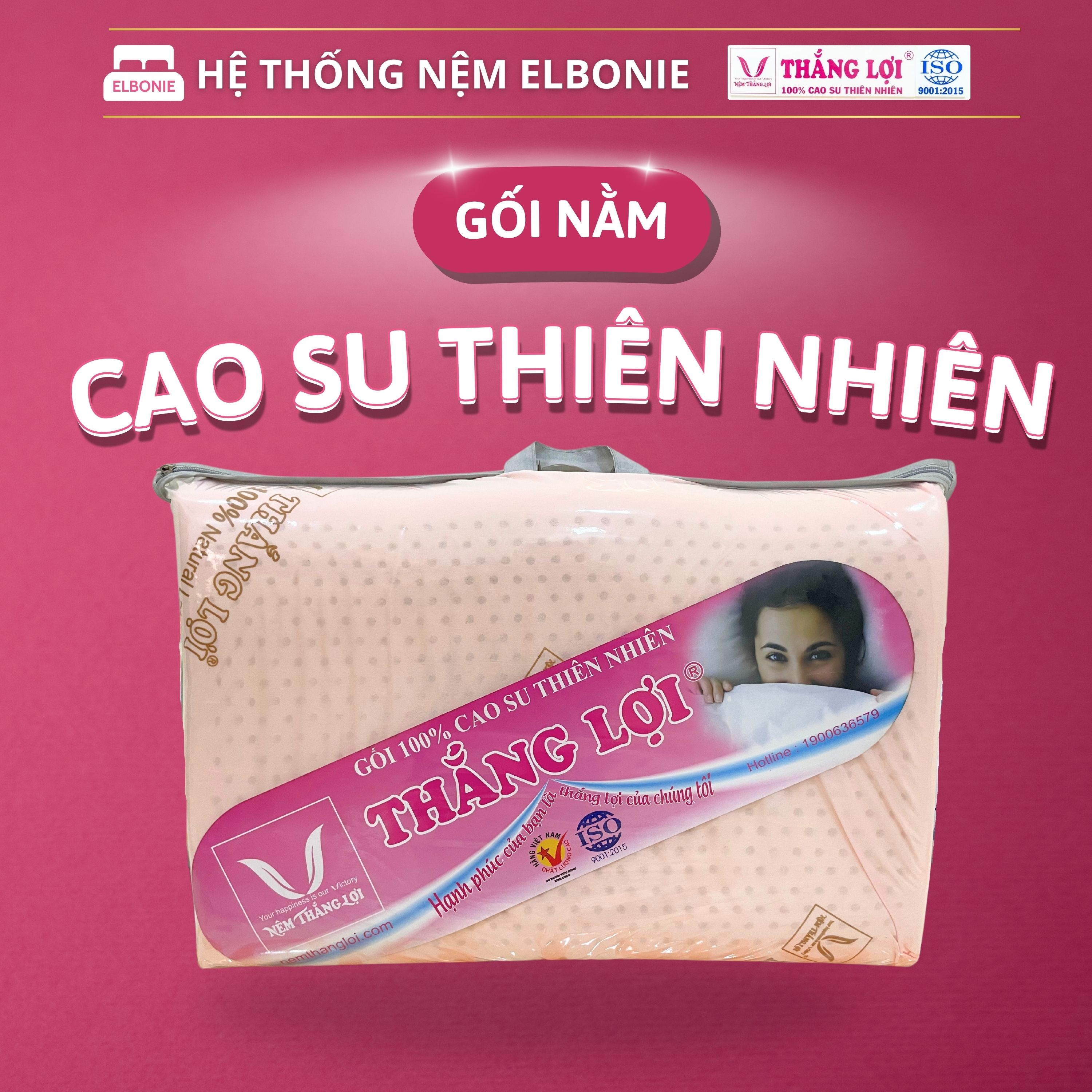 Sốc : gối cao cấp thắng lợi : gối cao su thiên nhiên 100% thắng lợi chính hãng - quà áo gối lụa tencel