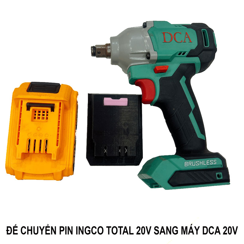 Ngàm đế chuyển pin ingco total sang máy dca 20v