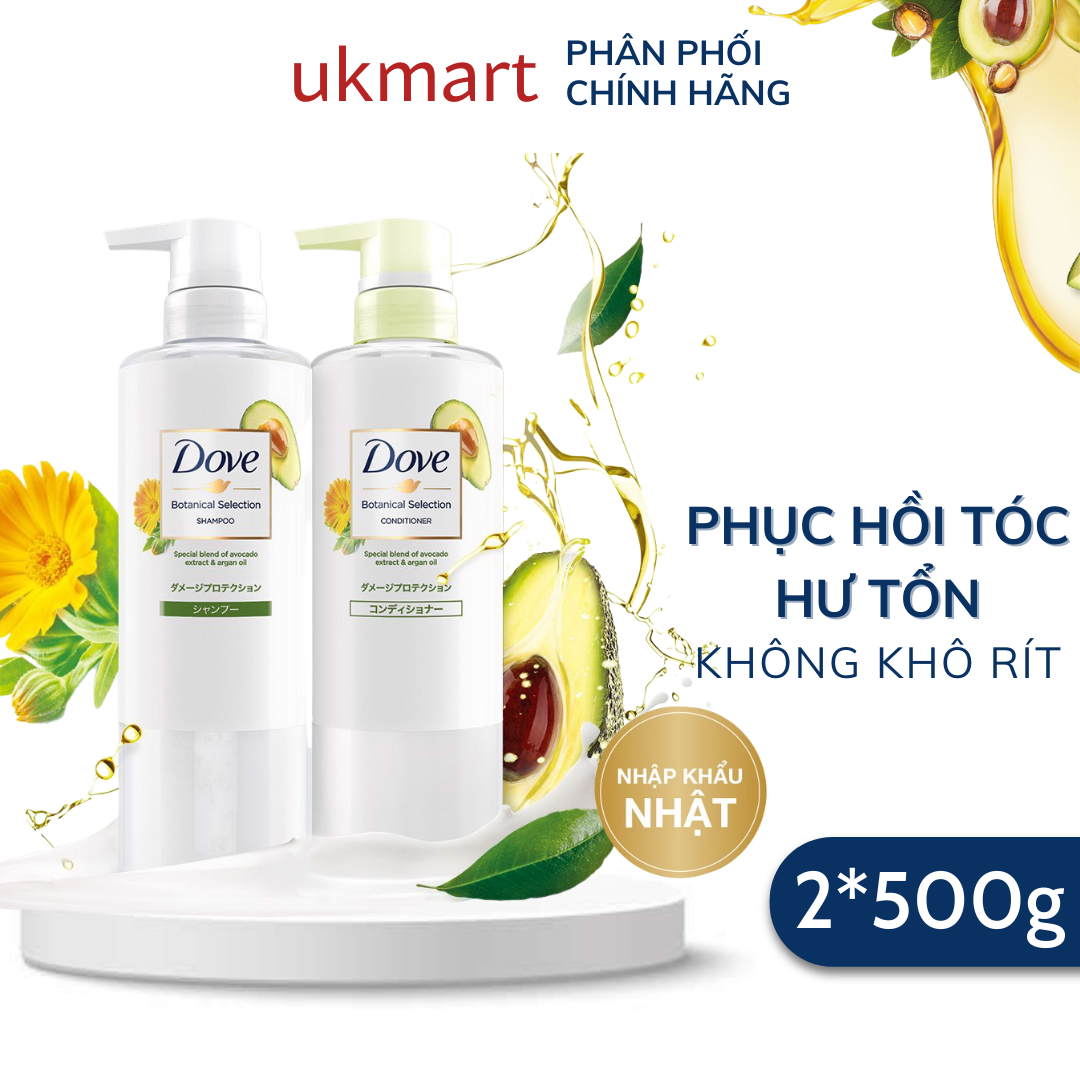 Dầu Gội Dầu Xả Phục Hồi Tóc Hư Tổn Dove Chiết Xuất Bơ & Dầu Argan Thực Vật Hoa Cúc Nhật Tokinsenka G