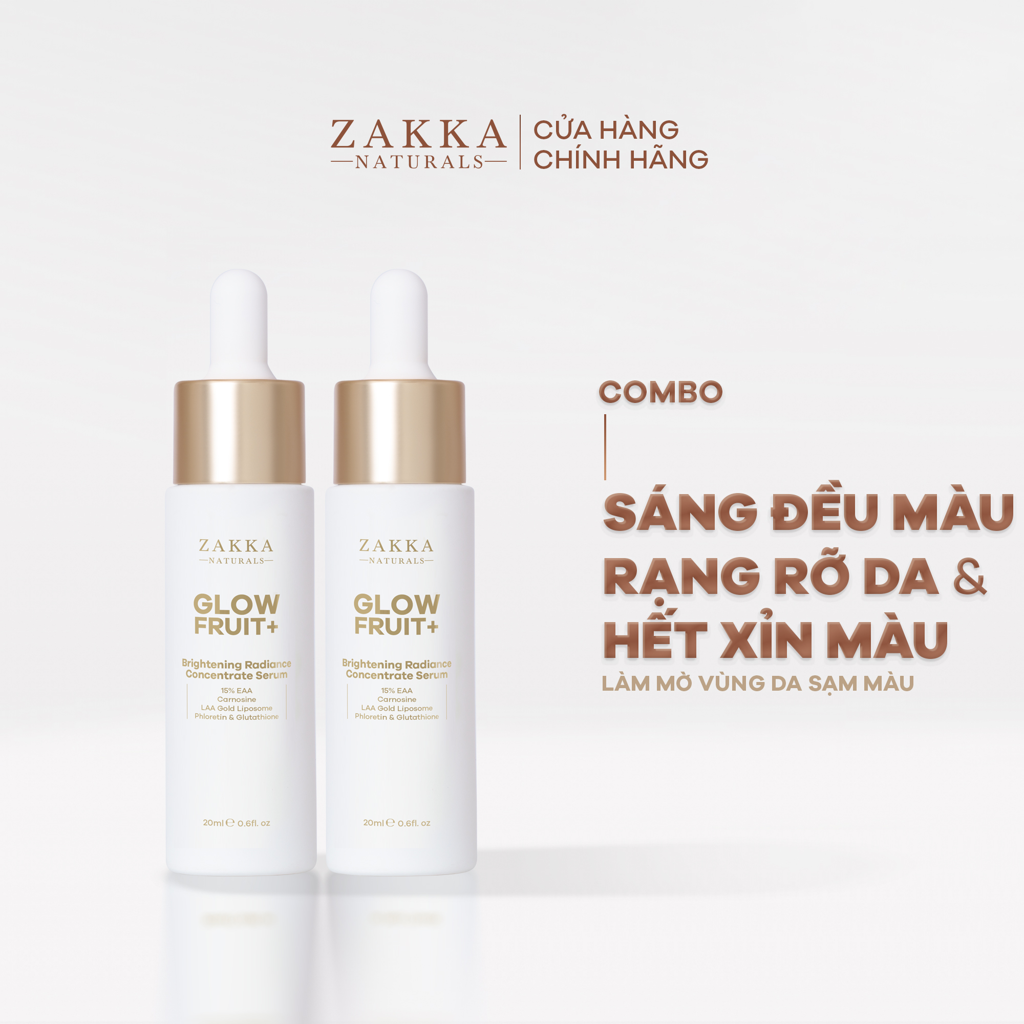 [MẪU MÃ MỚI] Bộ 2 Serum Vitamin C Zakka Naturals GlowFruit+ Brightening Radiance Concentrate 20ml