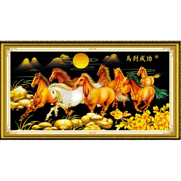 Tranh đính đá Mã đáo thành công kt 130x60 cm