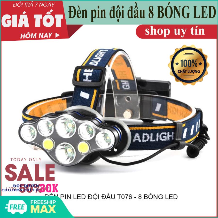 [ HÀNG TỐT GIÁ RẼ ] Đèn pin đội đầu 5 bóng 8 bóng, sạc điện, nhiều chế độ, thu ánh sáng gần xa bao gồm 2 pin sạc và cục sạc