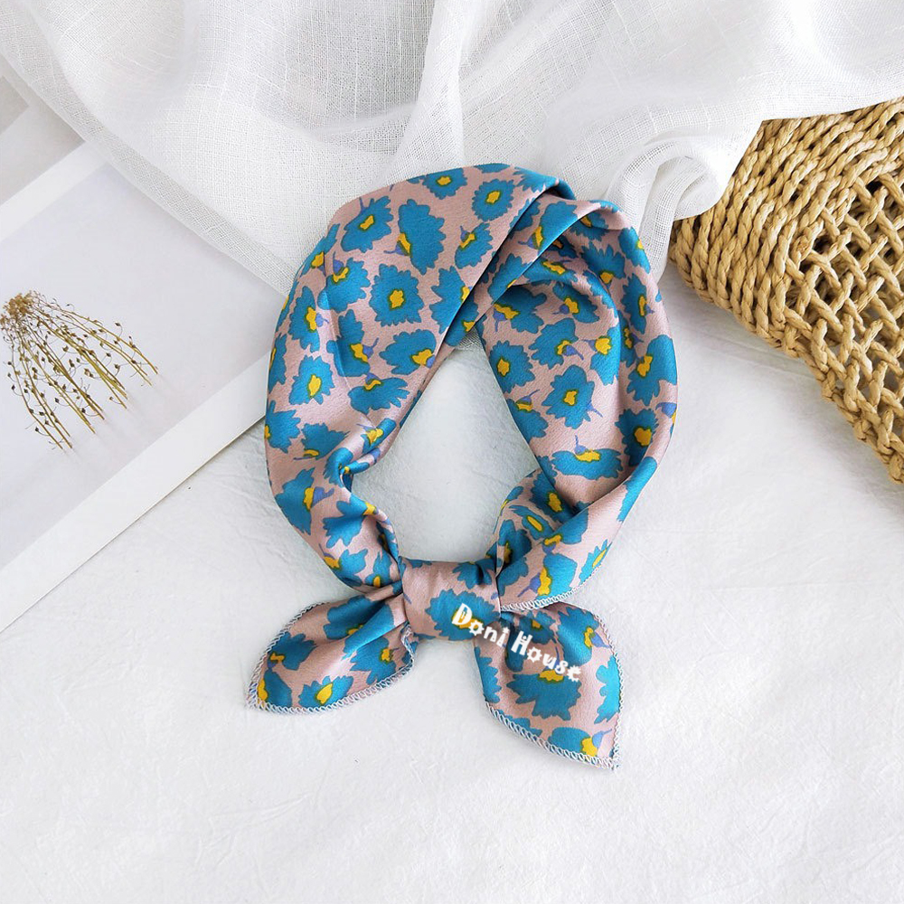 [50Cmx50Cm] Square Silk Scarf Turban Bandana 50X50 Neck Scarf Hair Tie Bow Wrap Handbag - Doni House - 9