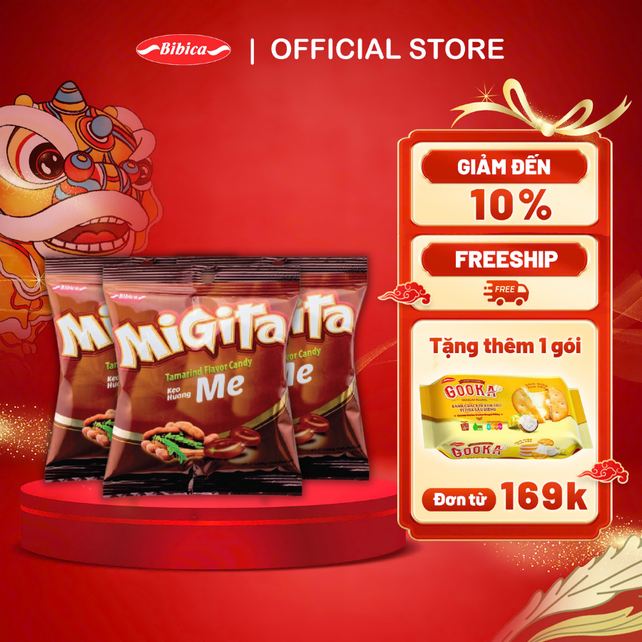 Combo 3 Kẹo Cứng Migita Me Bibica 70g