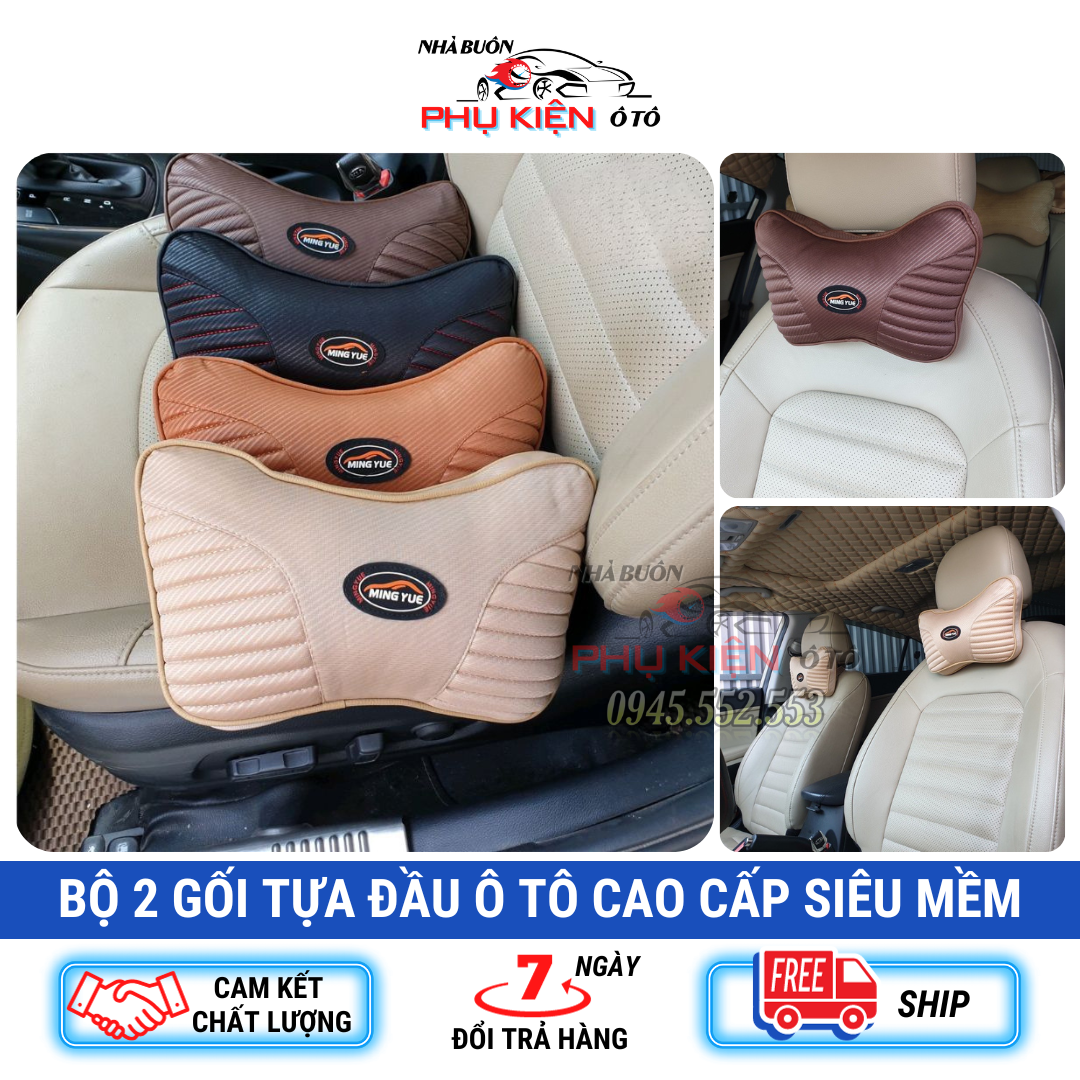 Bộ 2 Gối Tựa Đầu Ô Tô Cao Cấp Siêu Mềm Chống Đau Mỏi Cổ Khi Đi Xe ( Nhiều màu đẹp )