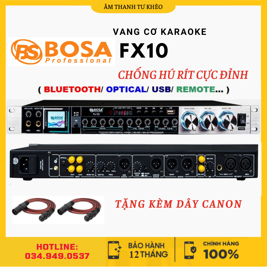 Vang cơ bosa fx10, vang cơ karaoke giá rẻ, chống hú micro, echo delay hát hay, kết nối bluetooth, optical, dàn karaoke gia đình, karaoke, sân khấu ngoài trời