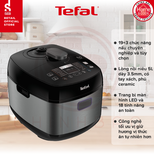 Nồi cơm điện áp suất đa năng tefal smart pro multicooker cy625868, công suất 1000w, dung tích 5l, bảo hành 24 tháng - hàng chính hãng