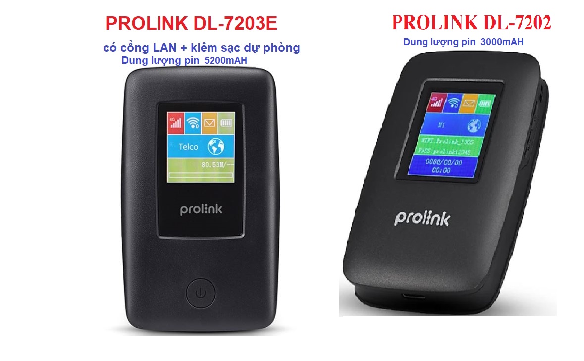 Bộ phát Wifi di động dùng SIM 4G LTE 150Mbps (DL7203E , DL-7202) PROLiNK