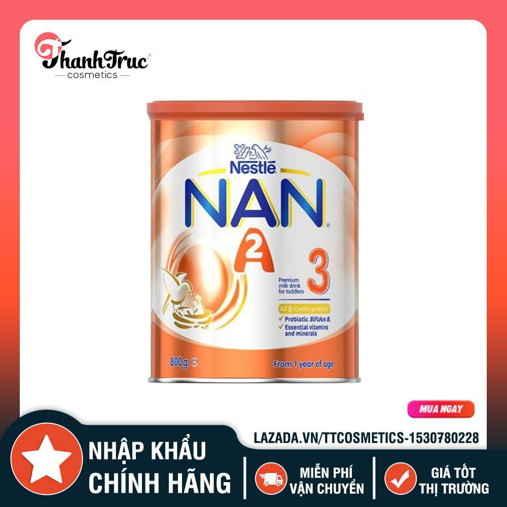 [HCM]SỮA BỘT NESTLE NAN A2 SỐ 3 ÚC 800G DÀNH CHO TRẺ TRÊN 1 TUỔI